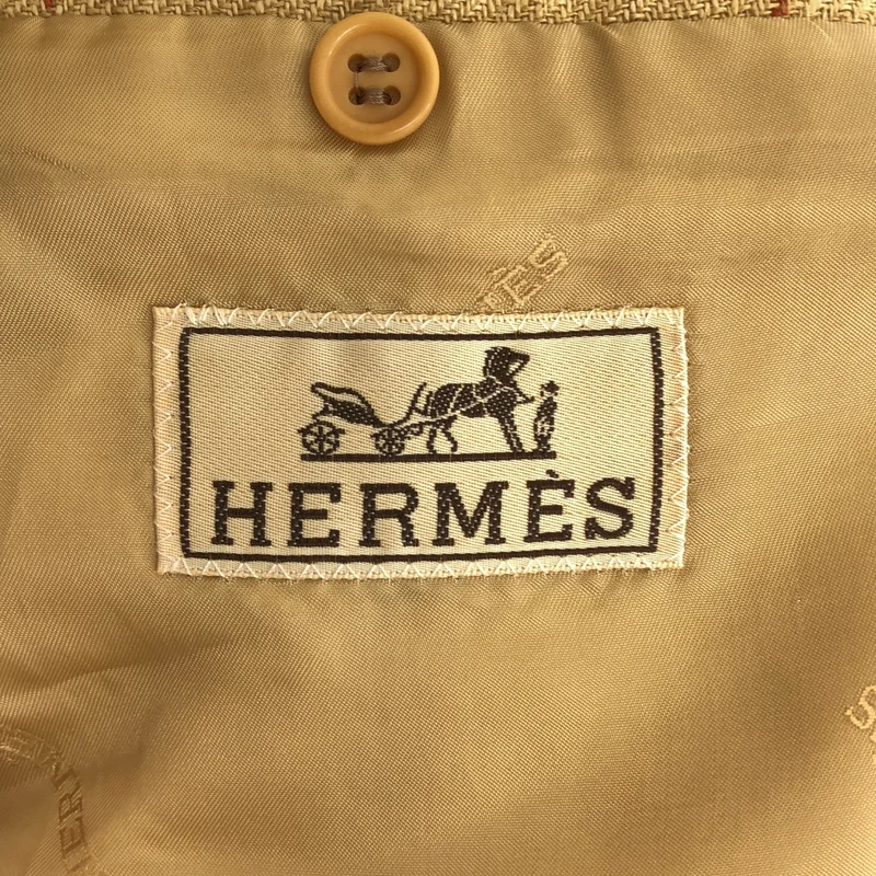HERMES / エルメス | ヴィンテージ / リネン チェック テーラードジャケット | 52 | メンズ