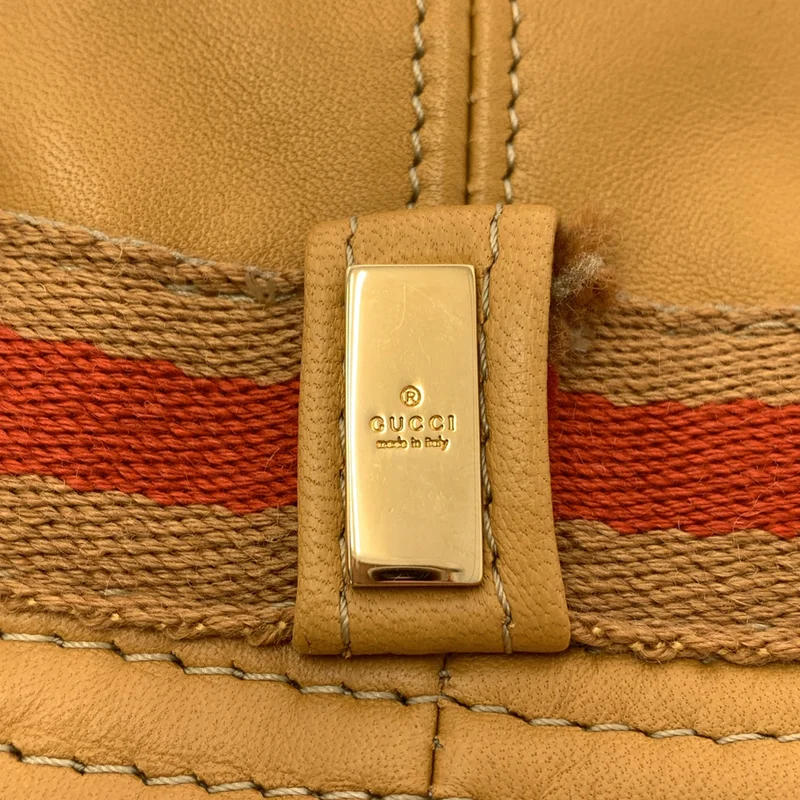 GUCCI / グッチ | レザー ロゴリボン ハット 帽子 | L | その他