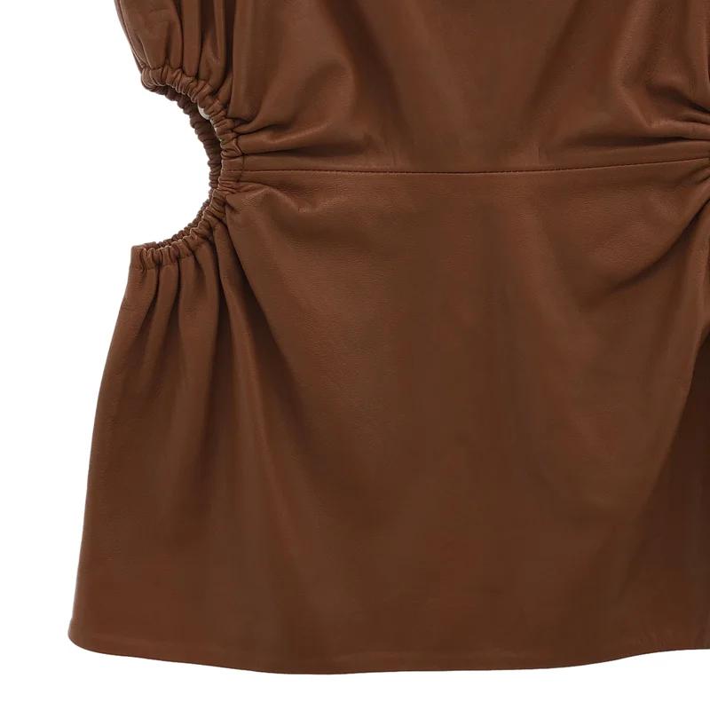 Rokh / ロック | BROWN LEATHER BUSTIER トップス | 36 | レディース
