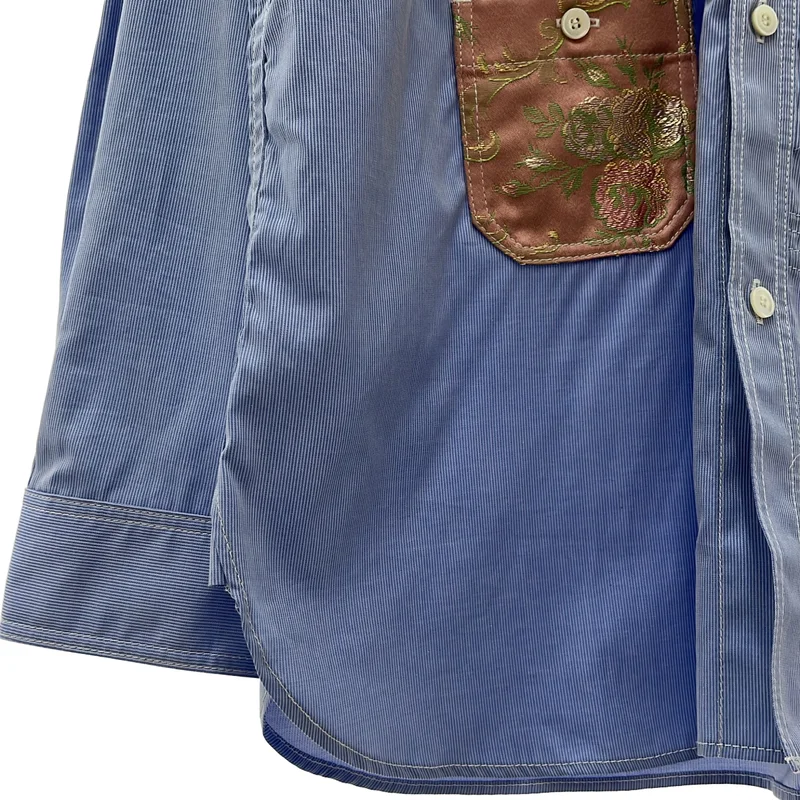 JUNYAWATANABE COMMEdesGARCONS MAN / ジュンヤワタナベマン | 2026SS | コットン フローラルパッチ ストライプシャツ | M | メンズ