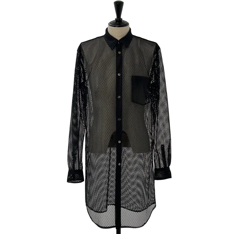BLACK COMME des GARCONS / ブラックコムデギャルソン | 2026SS | メッシュ ロングシャツ | XXL | メンズ