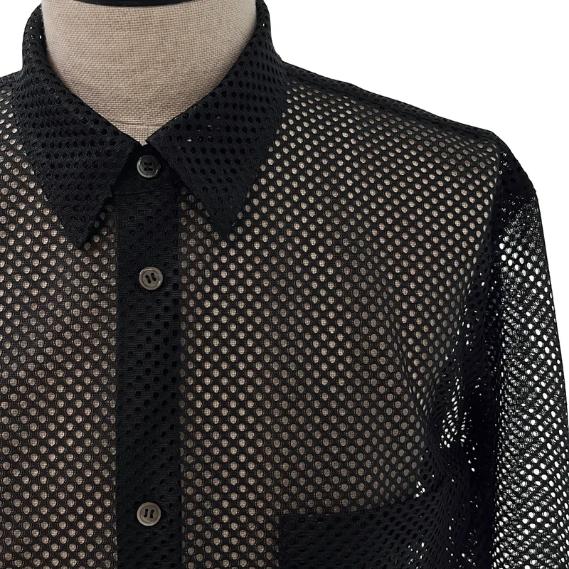 BLACK COMME des GARCONS / ブラックコムデギャルソン | 2026SS | メッシュ ロングシャツ | XXL | メンズ
