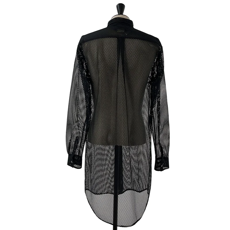 BLACK COMME des GARCONS / ブラックコムデギャルソン | 2026SS | メッシュ ロングシャツ | XXL | メンズ