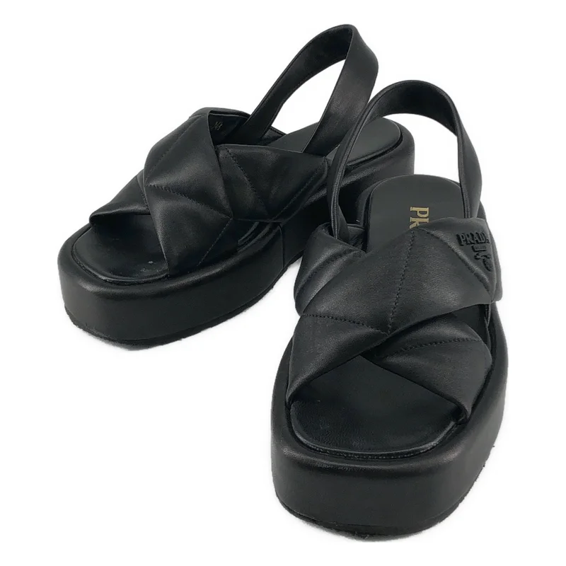 PRADA / プラダ | ナッパレザー キルトサンダル | 34 1/2 | レディース