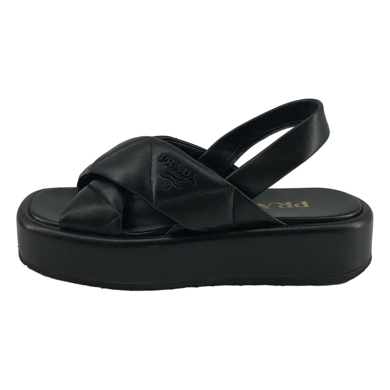 PRADA / プラダ | ナッパレザー キルトサンダル | 34 1/2 | レディース