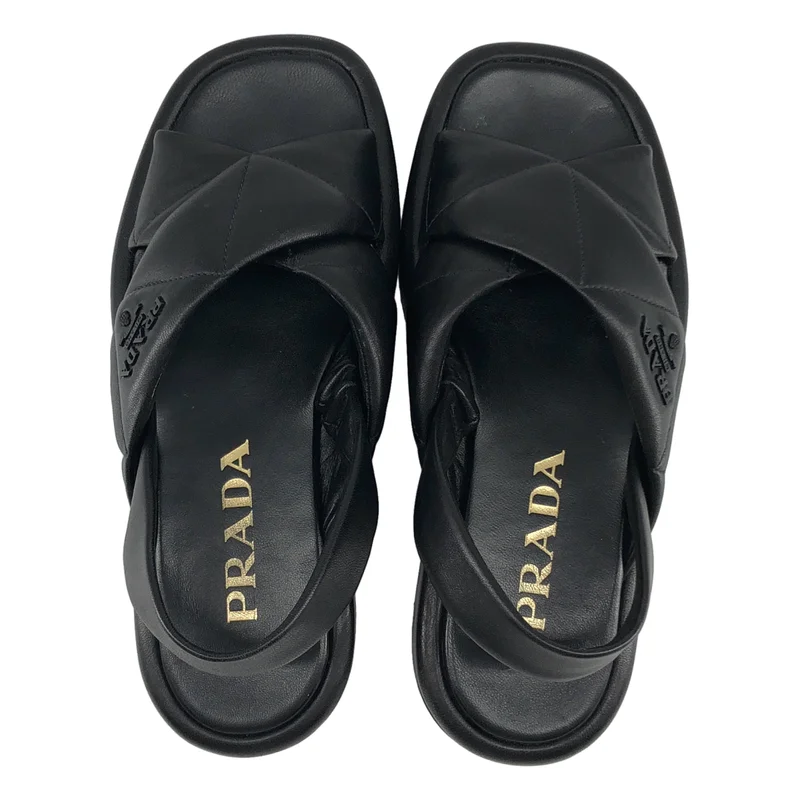 PRADA / プラダ | ナッパレザー キルトサンダル | 34 1/2 | レディース