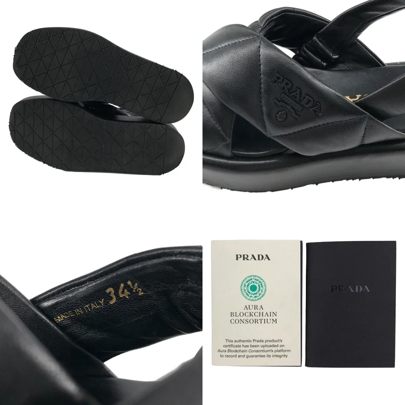 PRADA / プラダ | ナッパレザー キルトサンダル | 34 1/2 | レディース