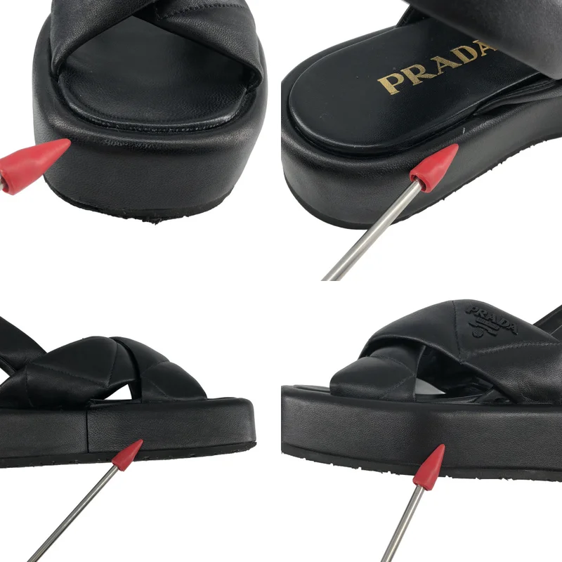 PRADA / プラダ | ナッパレザー キルトサンダル | 34 1/2 | レディース