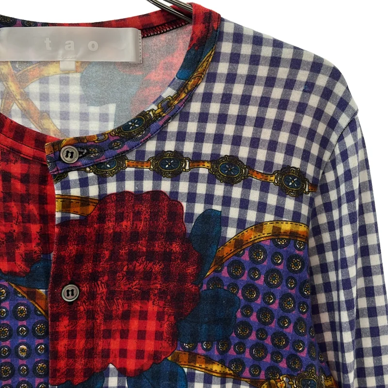 tao COMME des GARCONS / タオコムデギャルソン | 2022AW | ギンガムチェック フラワープリント クルーネックカーディガン TJ-T010 | M | レディース