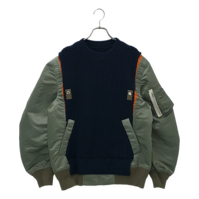 sacai / サカイ | MA-1 ドッキング プルオーバー ニット | 1 | レディース
