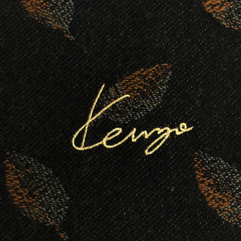 KENZO / ケンゾー | ロゴ刺しゅう リーフジャガード フリンジマフラー |