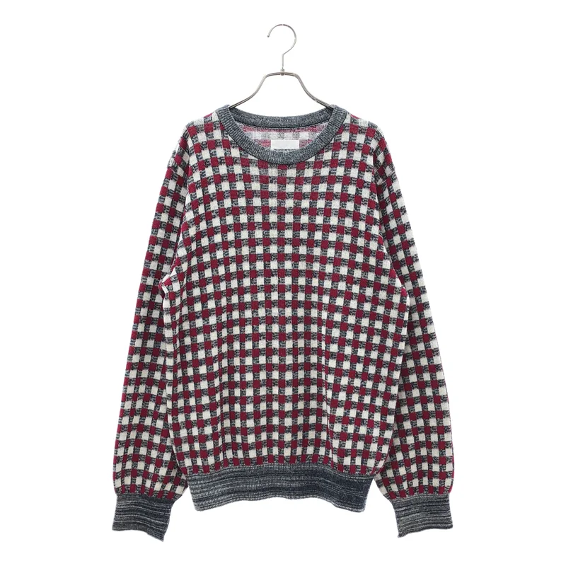 TAKAHIROMIYASHITA The Soloist / タカヒロミヤシタザソロイスト | 2025SS | Regular Fit Jacquard Crewneck Sweater チェック ジャガードニット | 48 | メンズ
