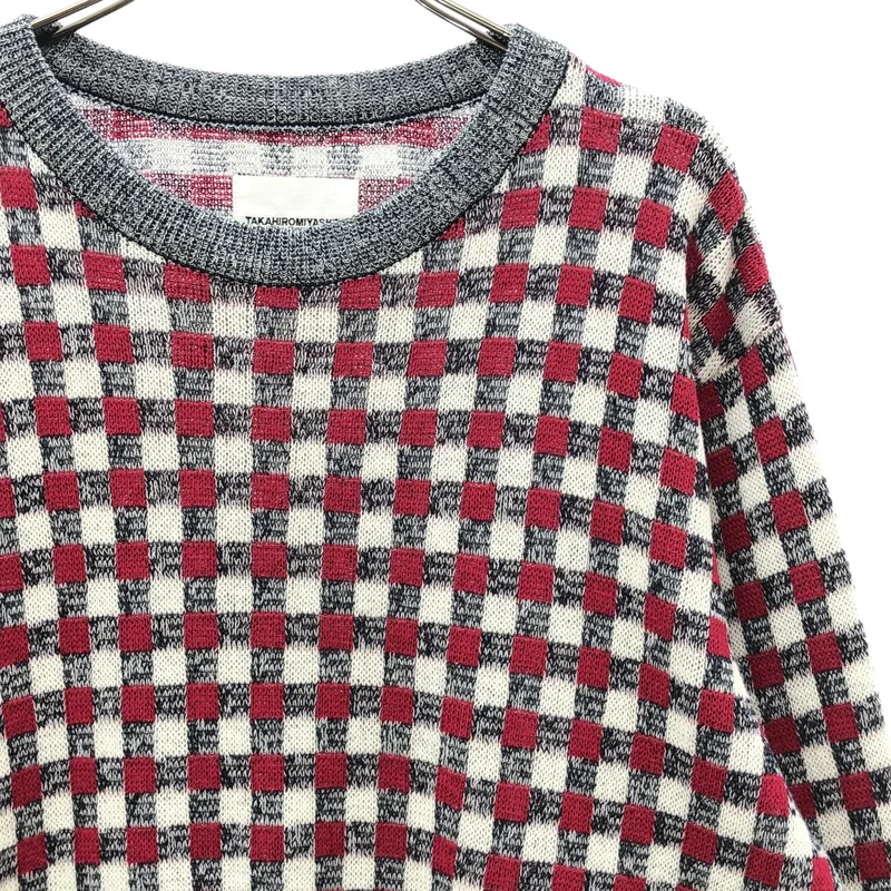 TAKAHIROMIYASHITA The Soloist / タカヒロミヤシタザソロイスト | 2025SS | Regular Fit Jacquard Crewneck Sweater チェック ジャガードニット | 48 | メンズ