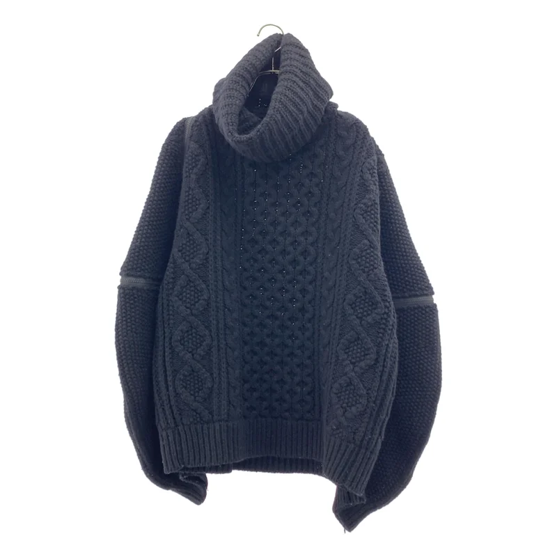 TAKAHIROMIYASHITA The Soloist / タカヒロミヤシタザソロイスト | Balloon sleeve back zip turtleneck sweater ケーブル タートルネック ニット | 44 | メンズ