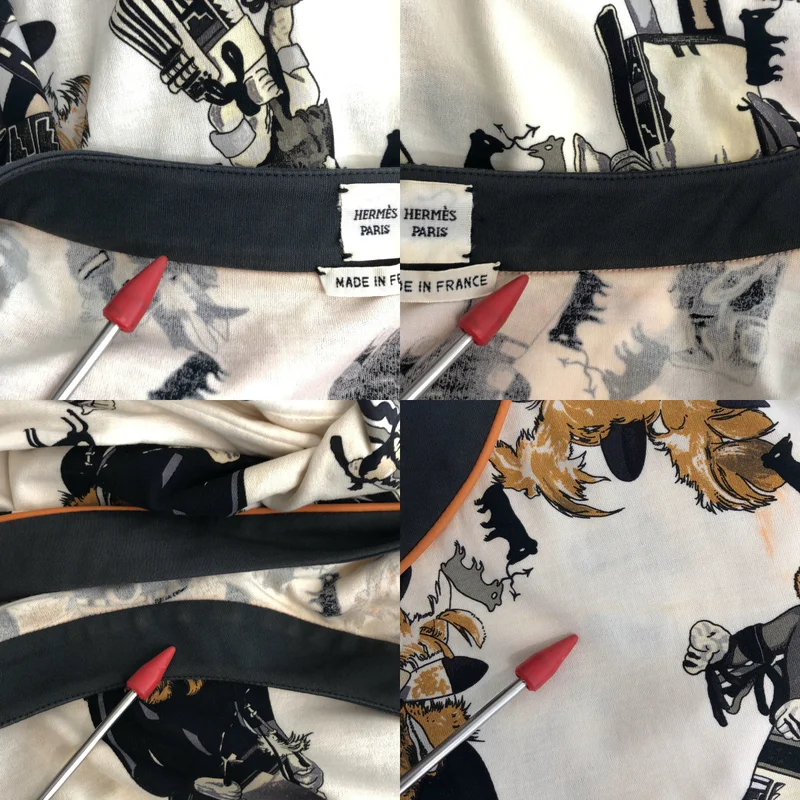 HERMES / エルメス | Kachinas カチナ レザーパイピング プリント ノースリーブ ワンピース | 38 | レディース