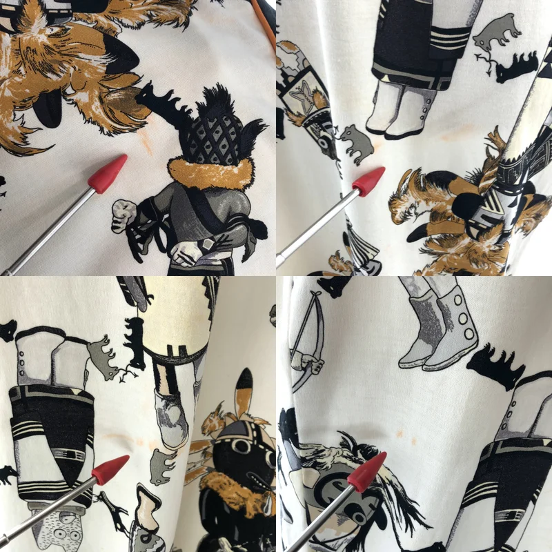 HERMES / エルメス | Kachinas カチナ レザーパイピング プリント ノースリーブ ワンピース | 38 | レディース