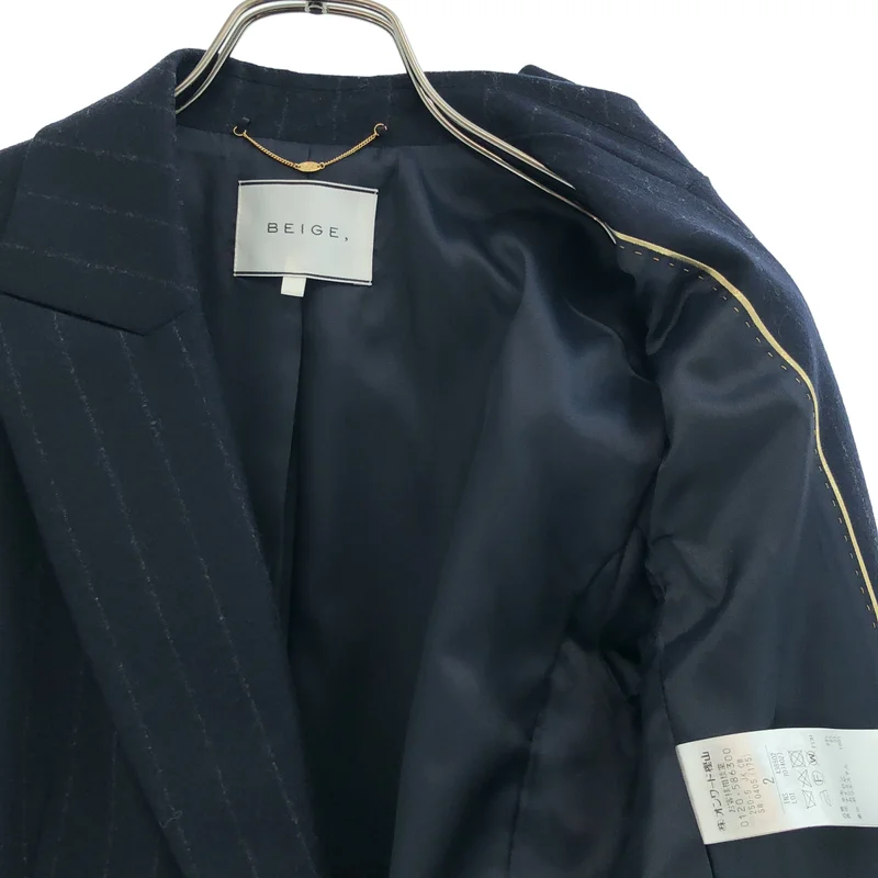 BEIGE， / ベイジ | セットアップ / ウール カシミヤ ストライプ パールボタン ダブルブレスト テーラードジャケット / ワイドスラックス | 2 | レディース