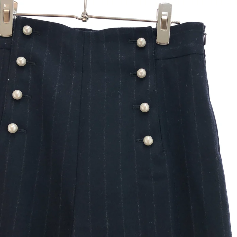 BEIGE， / ベイジ | セットアップ / ウール カシミヤ ストライプ パールボタン ダブルブレスト テーラードジャケット / ワイドスラックス | 2 | レディース