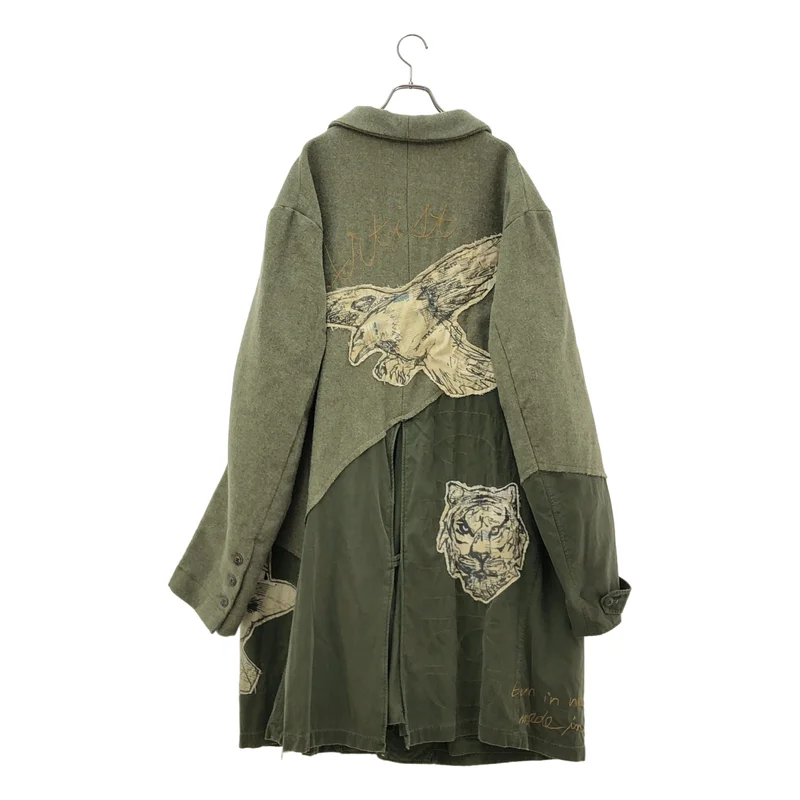 GREG LAUREN / グレッグローレン | YOISO ARMY TWEED TRENCH COAT ワッペン ロングコート | S | メンズ