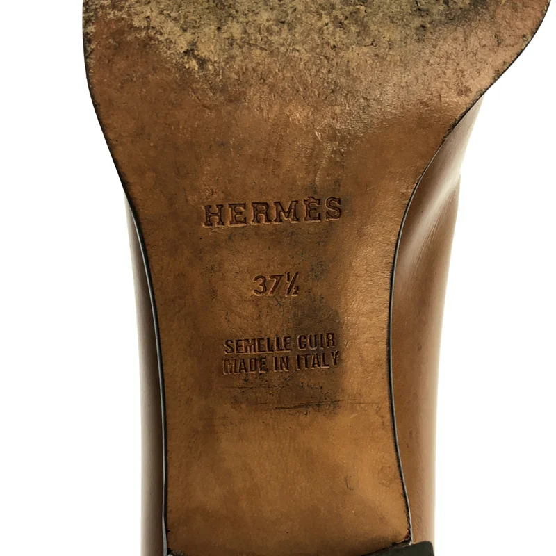 HERMES / エルメス | レザー ヒール パンプス | 37.5 | レディース