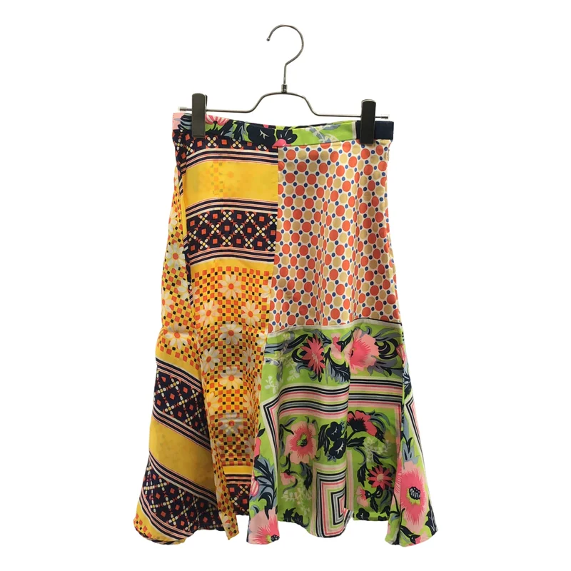 tricot COMME des GARCONS / トリココムデギャルソン | 2001 | レーヨン シルク 異素材 切替 スカーフ パッチ サイドジップ スカート | M | レディース