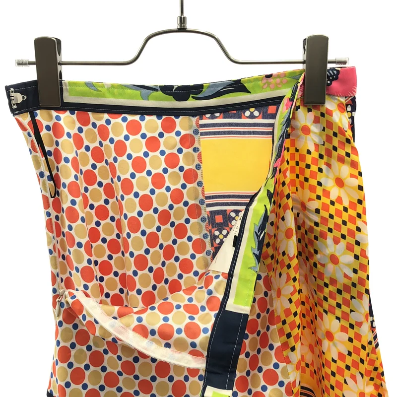 tricot COMME des GARCONS / トリココムデギャルソン | 2001 | レーヨン シルク 異素材 切替 スカーフ パッチ サイドジップ スカート | M | レディース