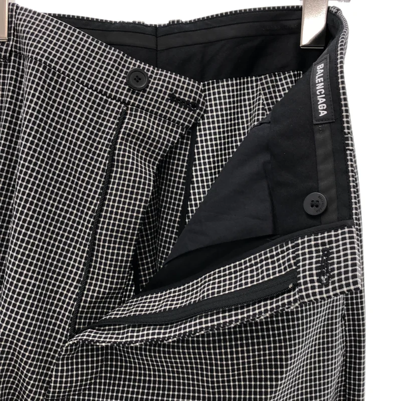 BALENCIAGA / バレンシアガ | ウール ナイロン チェック ワイドスラックス | 44 | メンズ