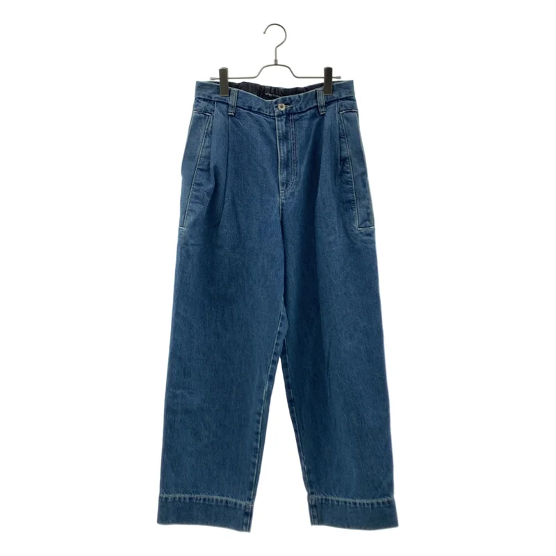 Fax Copy Express / ファックスコピーエクスプレス | Retro Pleated Blue Denim Pants ワイド デニムパンツ | M | メンズ