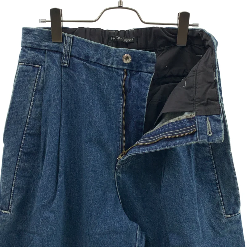 Fax Copy Express / ファックスコピーエクスプレス | Retro Pleated Blue Denim Pants ワイド デニムパンツ | M | メンズ