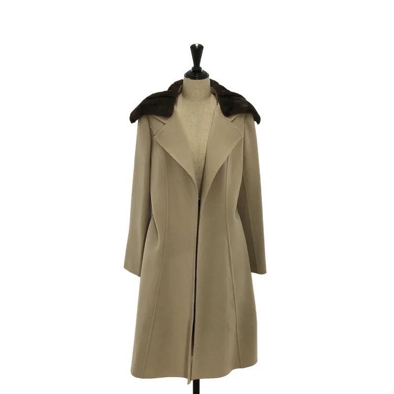 FOXEY / フォクシー | カシミヤ ヌートリアファー ベルテッド コート | 40 | レディース