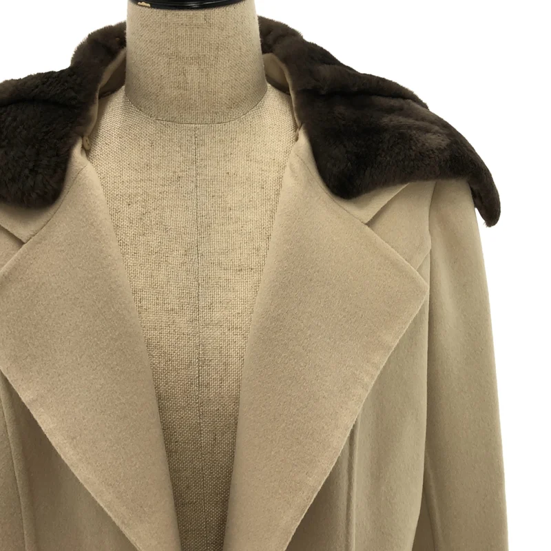 FOXEY / フォクシー | カシミヤ ヌートリアファー ベルテッド コート | 40 | レディース