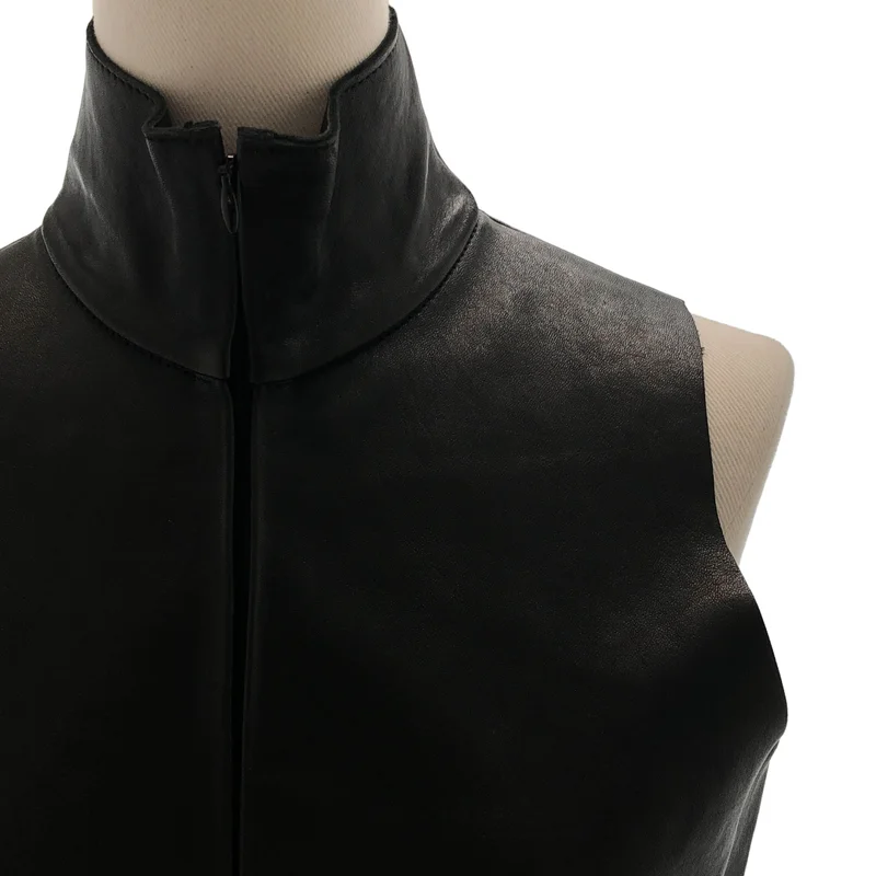GABRIELA COLL GARMENTS / ガブリエラコールガーメンツ | 2025 | VEGETABLE TANNED LAMSKIN レザー スリーブレス ワンピース | 1 | レディース