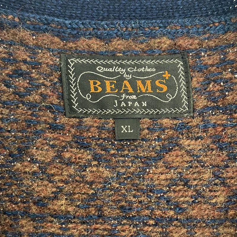 BEAMS PLUS / ビームスプラス | ウール コットン インディゴ フェアアイル ニットベスト | XL | メンズ