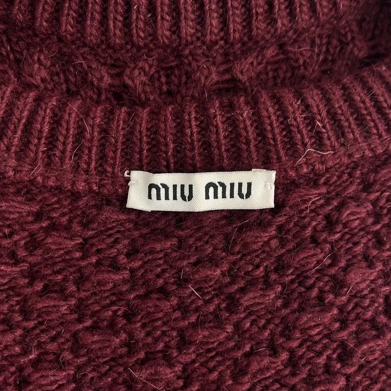 miu miu / ミュウミュウ | ウール モヘア混 クロップド ケーブル ニット | 42 | レディース