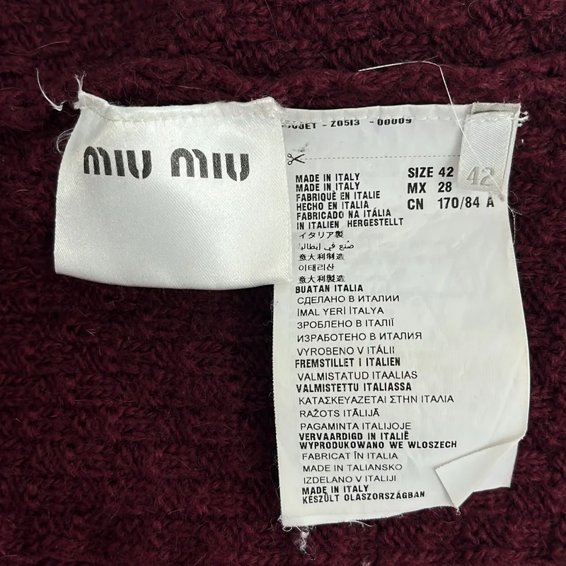 miu miu / ミュウミュウ | ウール モヘア混 クロップド ケーブル ニット | 42 | レディース