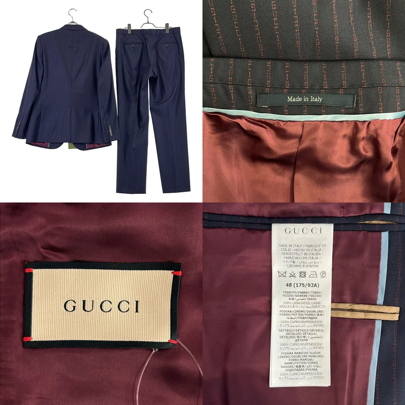 GUCCI / グッチ | セットアップ / ウール ロゴストライプ テーラードジャケット / スラックス | 48 | メンズ
