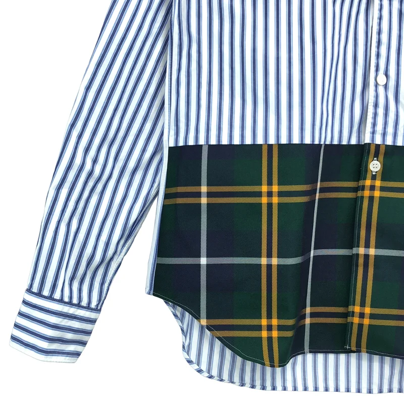 COMME des GARCONS HOMME PLUS / コムデギャルソンオムプリュス | 2020AW | ストライプ チェック 異素材切替 シャツ | S | メンズ