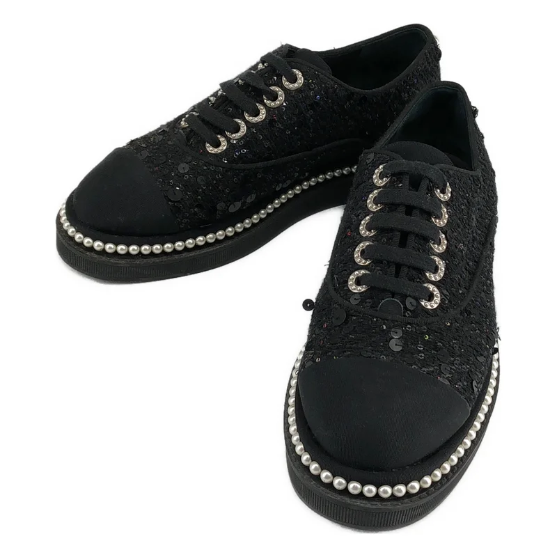 CHANEL / シャネル | スパンコール パール スニーカー G32357 | 36 1/2C | レディース