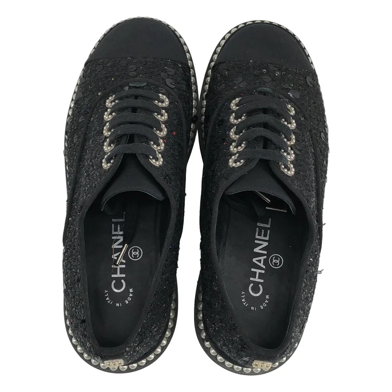 CHANEL / シャネル | スパンコール パール スニーカー G32357 | 36 1/2C | レディース