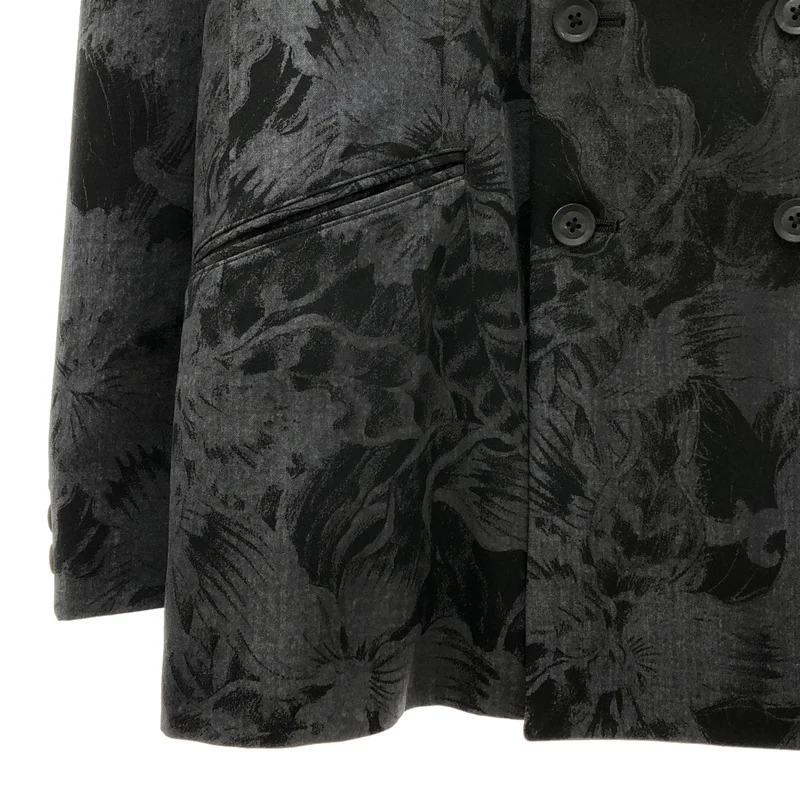 YOHJI YAMAMOTO POUR HOMME / ヨウジヤマモトプールオム | 2026SS | ウールギャバジン フローラル 抜染 ダブルジャケット | 2 | メンズ