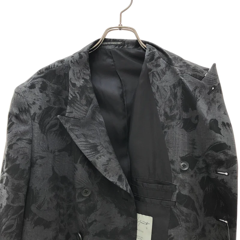 YOHJI YAMAMOTO POUR HOMME / ヨウジヤマモトプールオム | 2026SS | ウールギャバジン フローラル 抜染 ダブルジャケット | 2 | メンズ