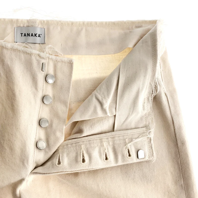 TANAKA / タナカ | UNFINISHED CROP JEAN TROUSERS / カットオフ ホワイトデニム パンツ | 32 | メンズ