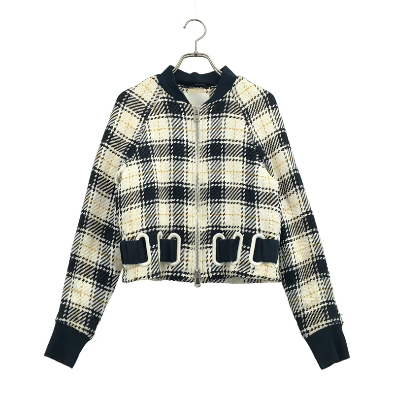3.1 Phillip Lim / スリーワンフィリップリム | リネン混 チェック ベルテッドブルゾン | 0 | レディース