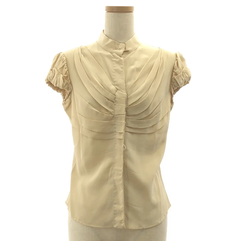 PRADA / プラダ | silk 100％ / シルク スタンドカラー シャツ ブラウス | 38 | レディース