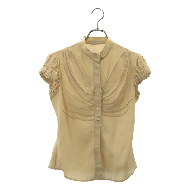 PRADA / プラダ | silk 100％ / シルク スタンドカラー シャツ ブラウス | 38 | レディース