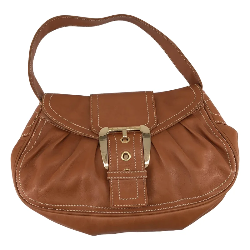 CELINE / セリーヌ | レザー ギャザー バックル ショルダーバッグ |