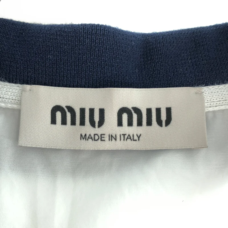 miu miu / ミュウミュウ | 2024SS | コットン ロゴ刺しゅう オープンカラー 半袖シャツ | 38 | レディース