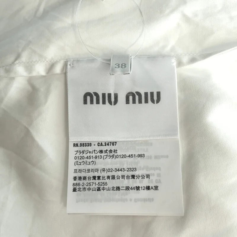 miu miu / ミュウミュウ | 2024SS | コットン ロゴ刺しゅう オープンカラー 半袖シャツ | 38 | レディース