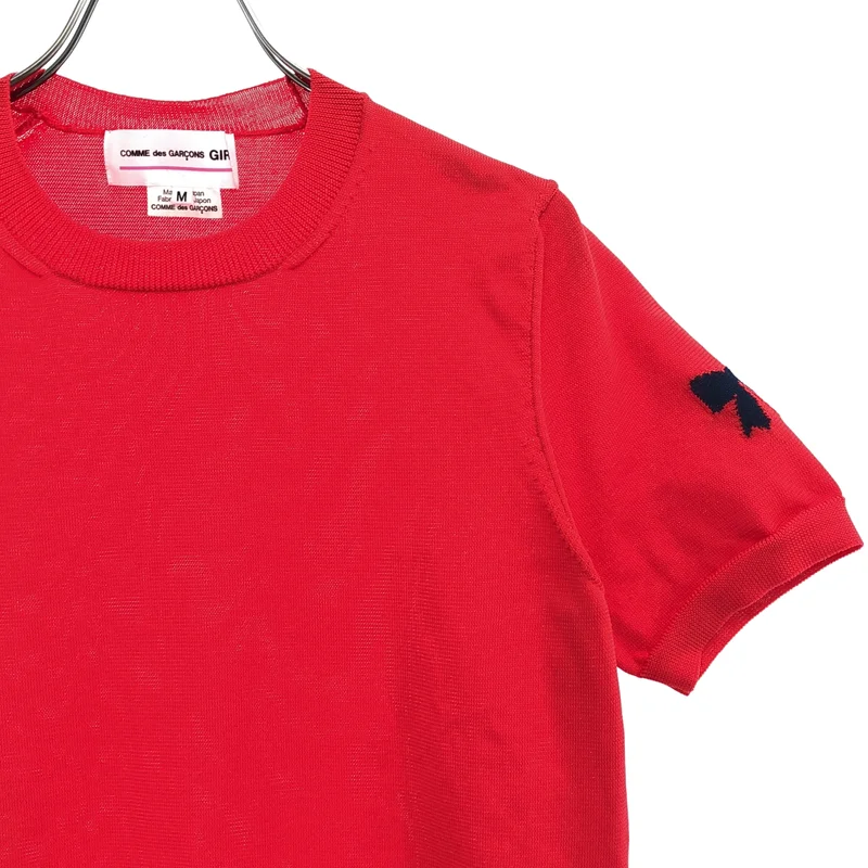 COMME des GARCONS GIRL / コムデギャルソンガール | 2019SS | ポリエステル縮絨 リボン 半袖ニット | M | レディース