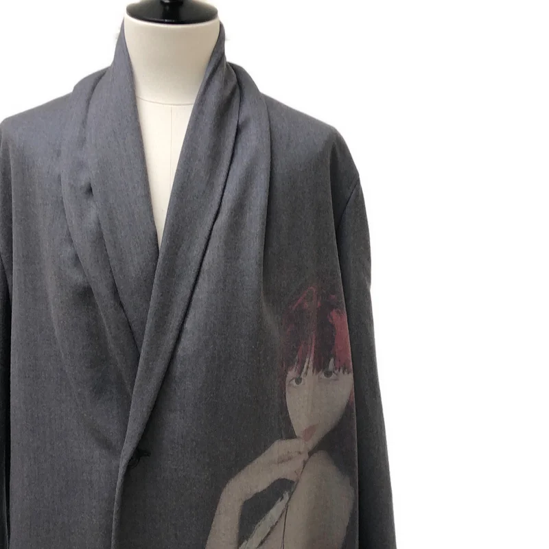 YOHJI YAMAMOTO POUR HOMME / ヨウジヤマモトプールオム | 2024AW | Kie5 Pattern Stole Jaket / ウールサージ 女性プリント ストールジャケット | 2 | メンズ